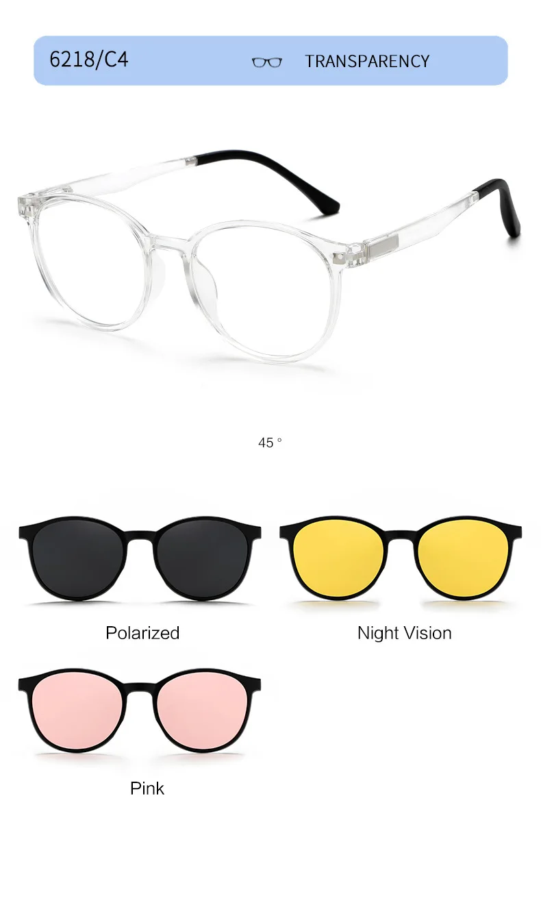 YIMARUILI Mode TR90 Magnetische Polarisierte Clip-on Gläser Retro Runde Optische Brillen Rahmen Männer und Frauen 6218 – Detail 12