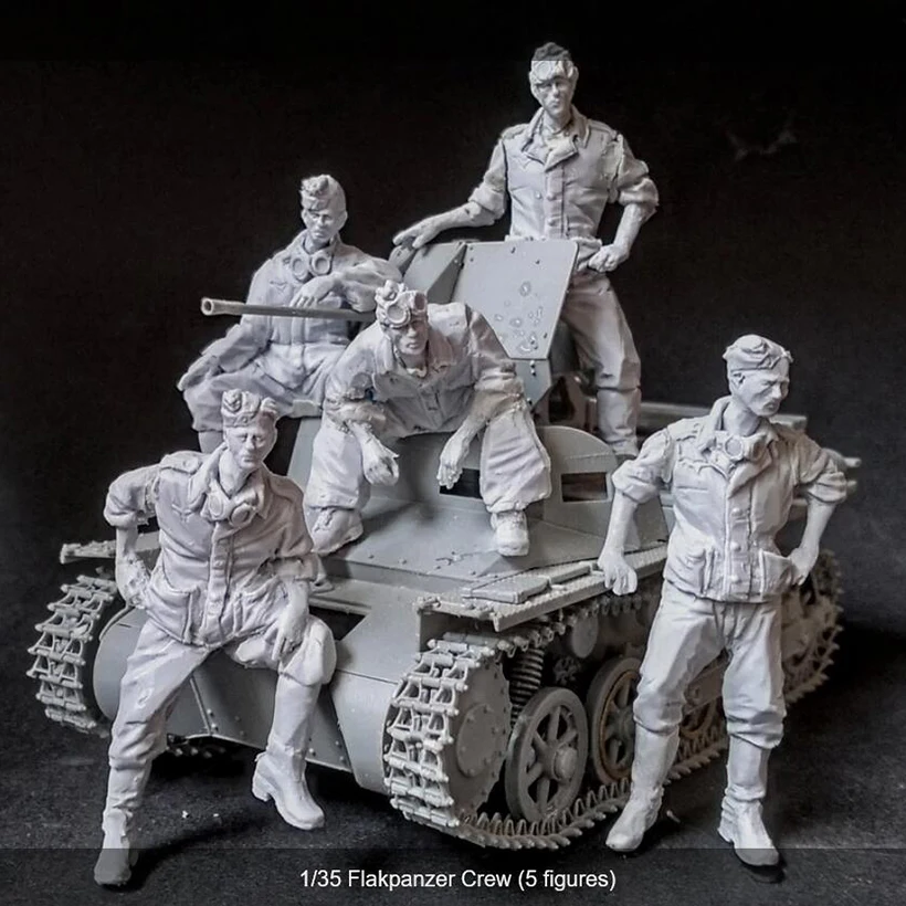 1/35 ancient Flak panzer Crew (5 figures) (NO TANK )    Resin figure Model kits Miniature soldier Unassembly Unpainted