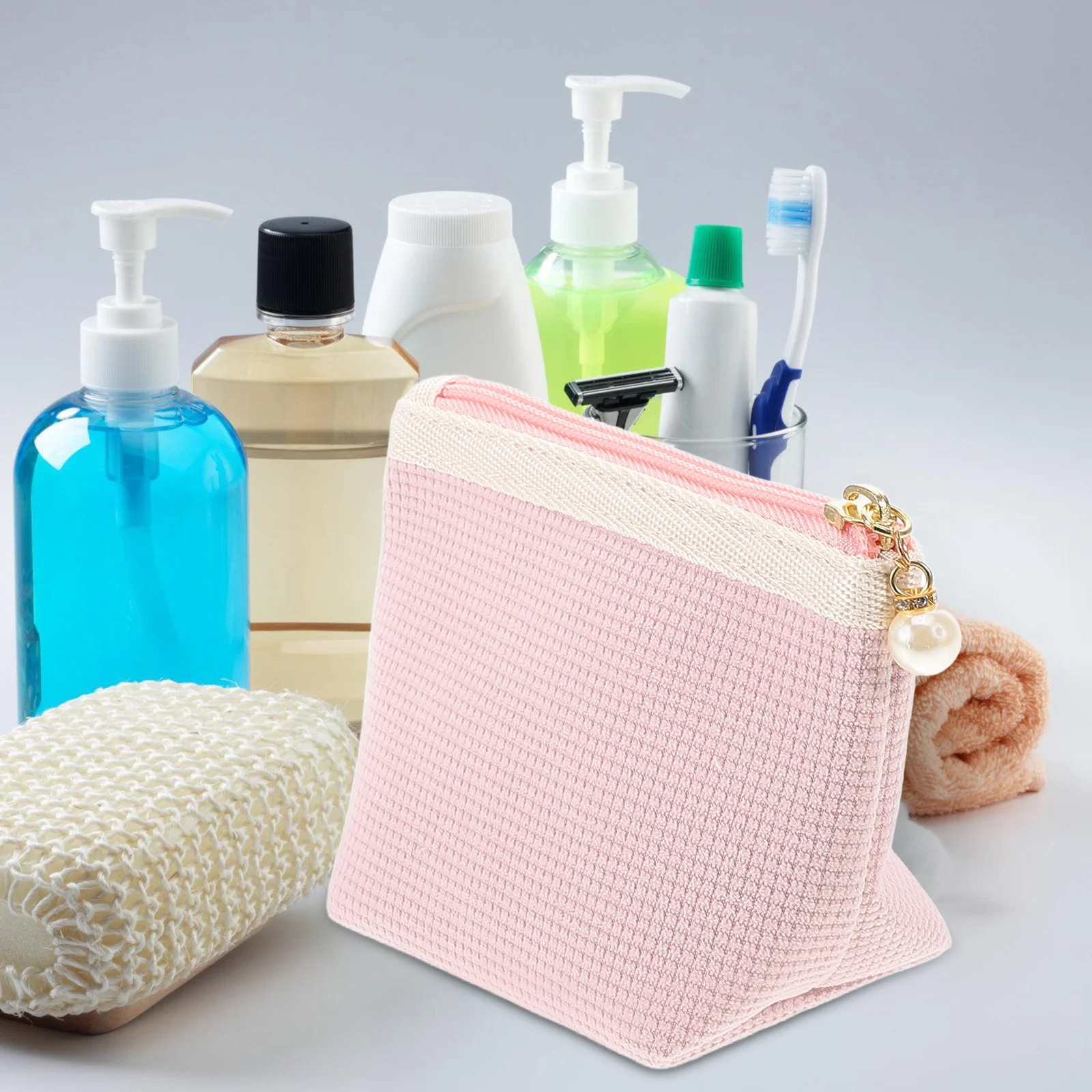 Bolsa bonita para lápiz labial, Mini ganizador de maquillaje portátil de viaje, gran pana para el cuidado de la piel, monedero para mujer, almacenamiento de toallas sanitarias a prueba de polvo