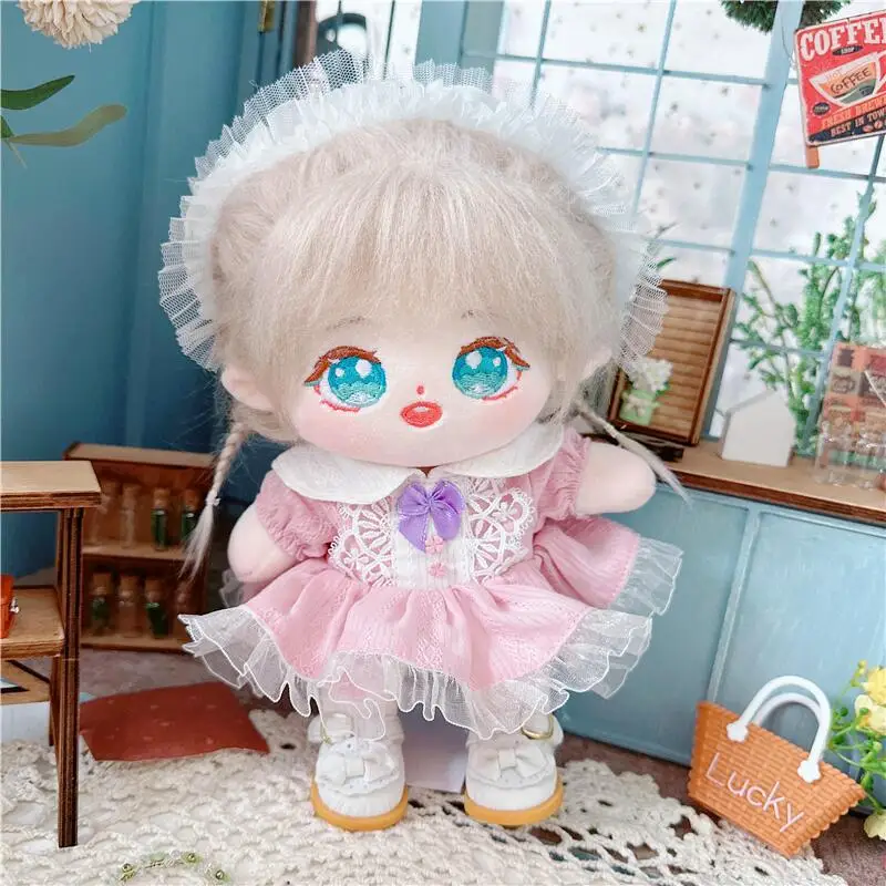 

New Arrival 2pc/set 20cm Doll Clothes Cute Pink Dress with Lace Hair Band Shoes Clothes Suit Outfit Accessories for Dolls