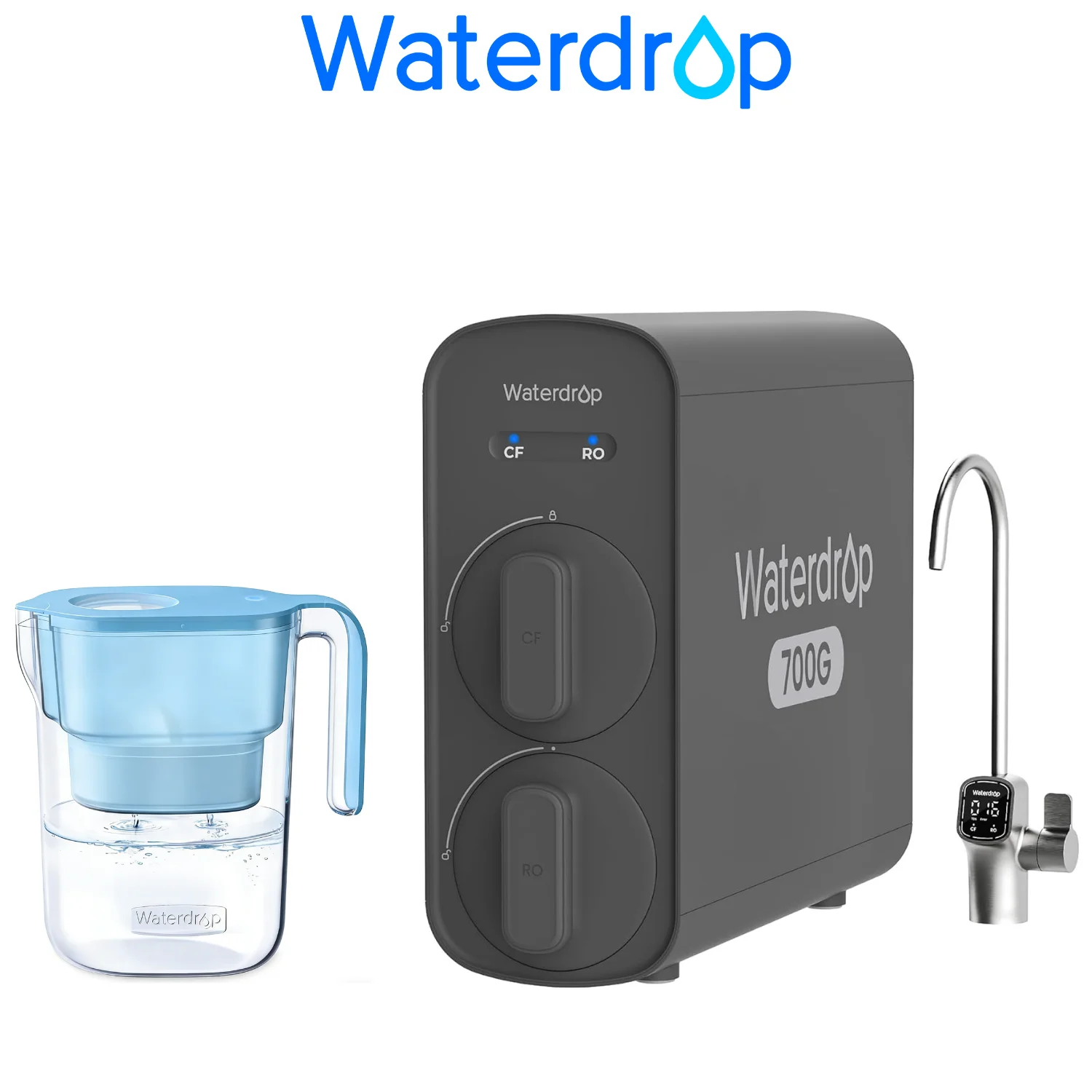 Filtro de agua de ósmosis inversa Waterdrop G5P700, que incluye jarra de filtro de agua Waterdrop con 1 filtro