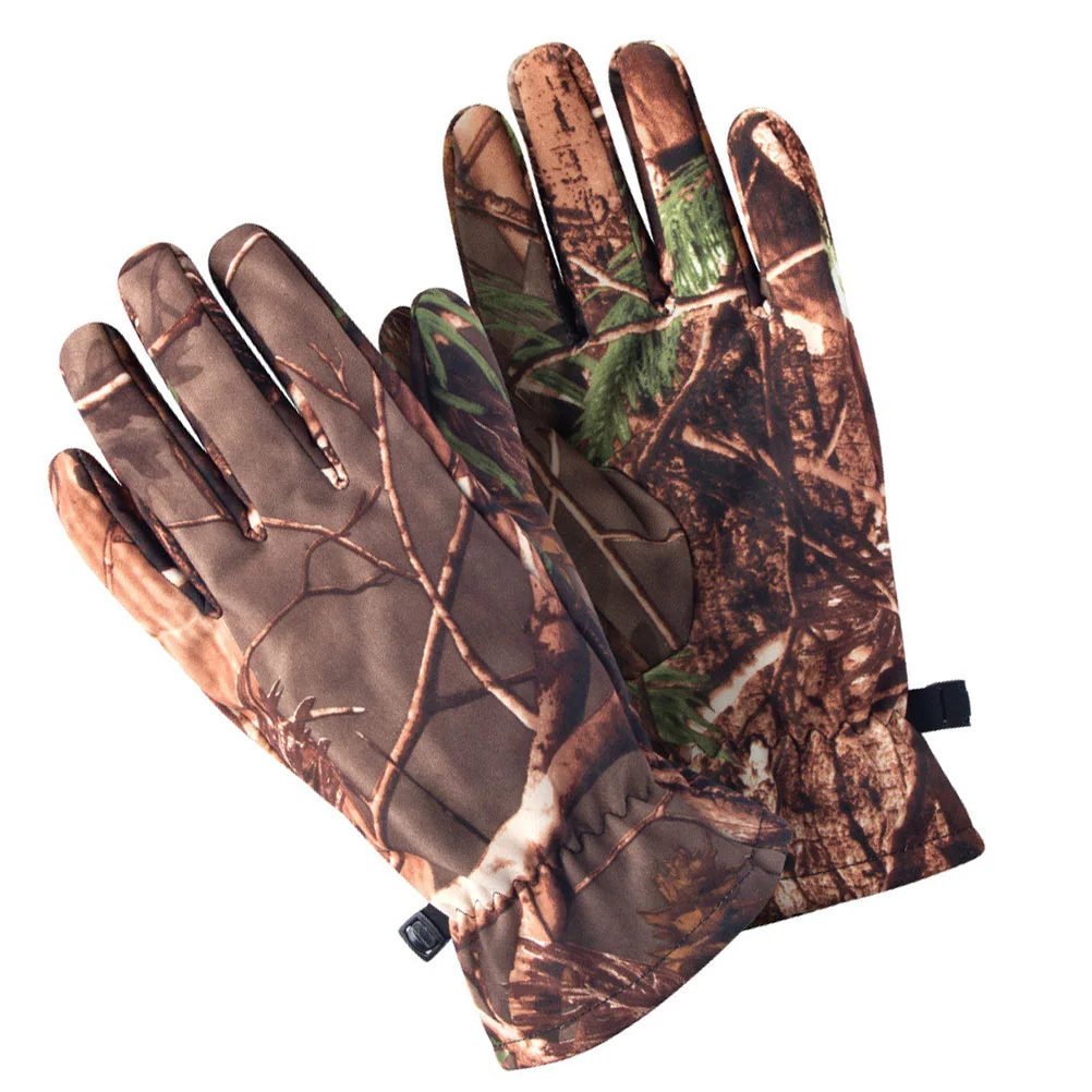 1 par de guantes de caza de camuflaje, guantes de dedo completo, equipo de camuflaje para caza al aire libre, guantes de camuflaje