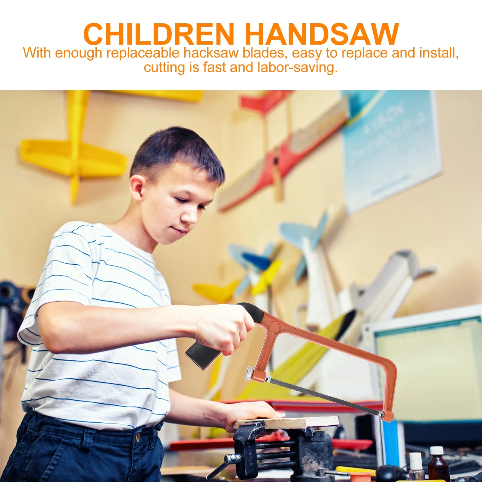 미끄럼 방지 미니 쇠톱 1세트, 어린이용 DIY 목공 도구, 오렌지색, 어린이용, 진짜 손톱, 튼튼하고 효율적인 나무 가지치기 정원용