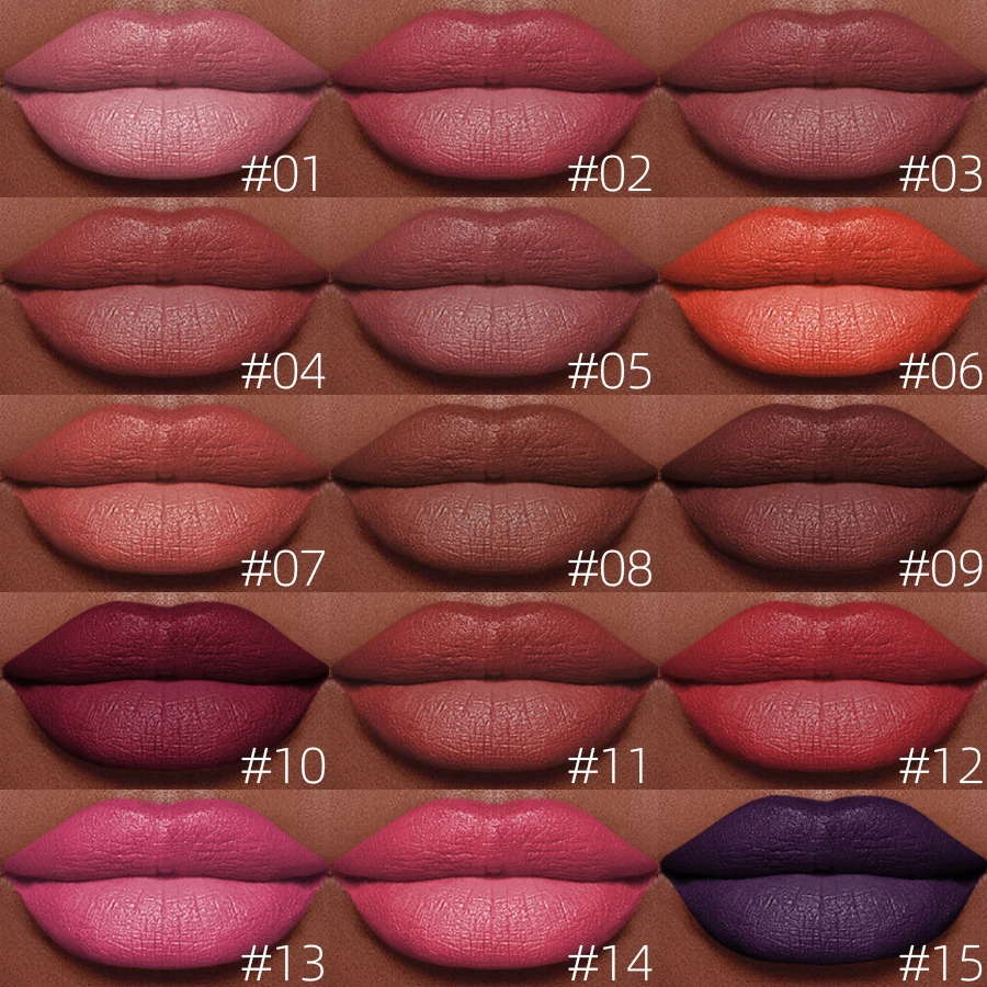 15 色ヌードベレットマット口紅ペンシル防水長期的な赤茶色ピンクリップライナーペンノンスティックカップメイクアップリップティント Pe