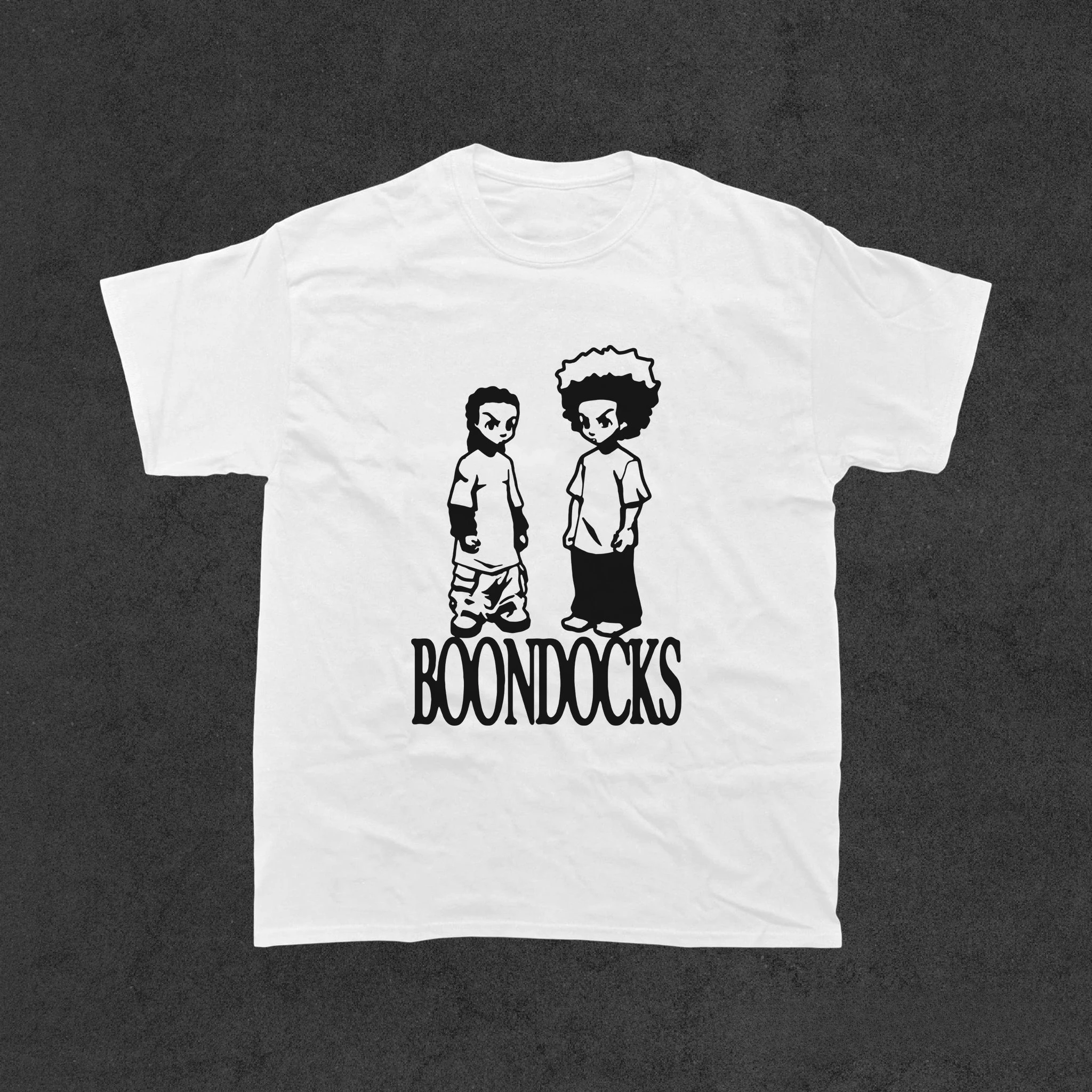 The Boondocks Huey & Riley T-Shirt for Men Classic Black Cartoon Graphic Tee Retro Anime Streetwear Short Sleeve Casual Top