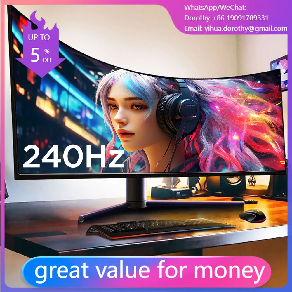 Curved 23.8-inch 100/120/200/240hz  1K Ultra-thin High-definition E-sports Game  Screen IPS Computer Flat Screen