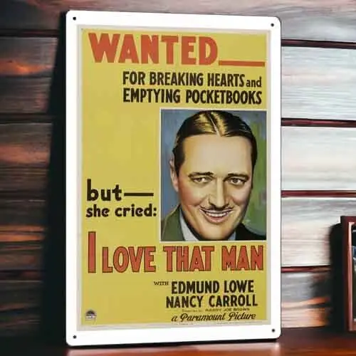 

Металлический постер с надписью «I Love That Man», Настенная декоративная пленка, 8x12 дюймов