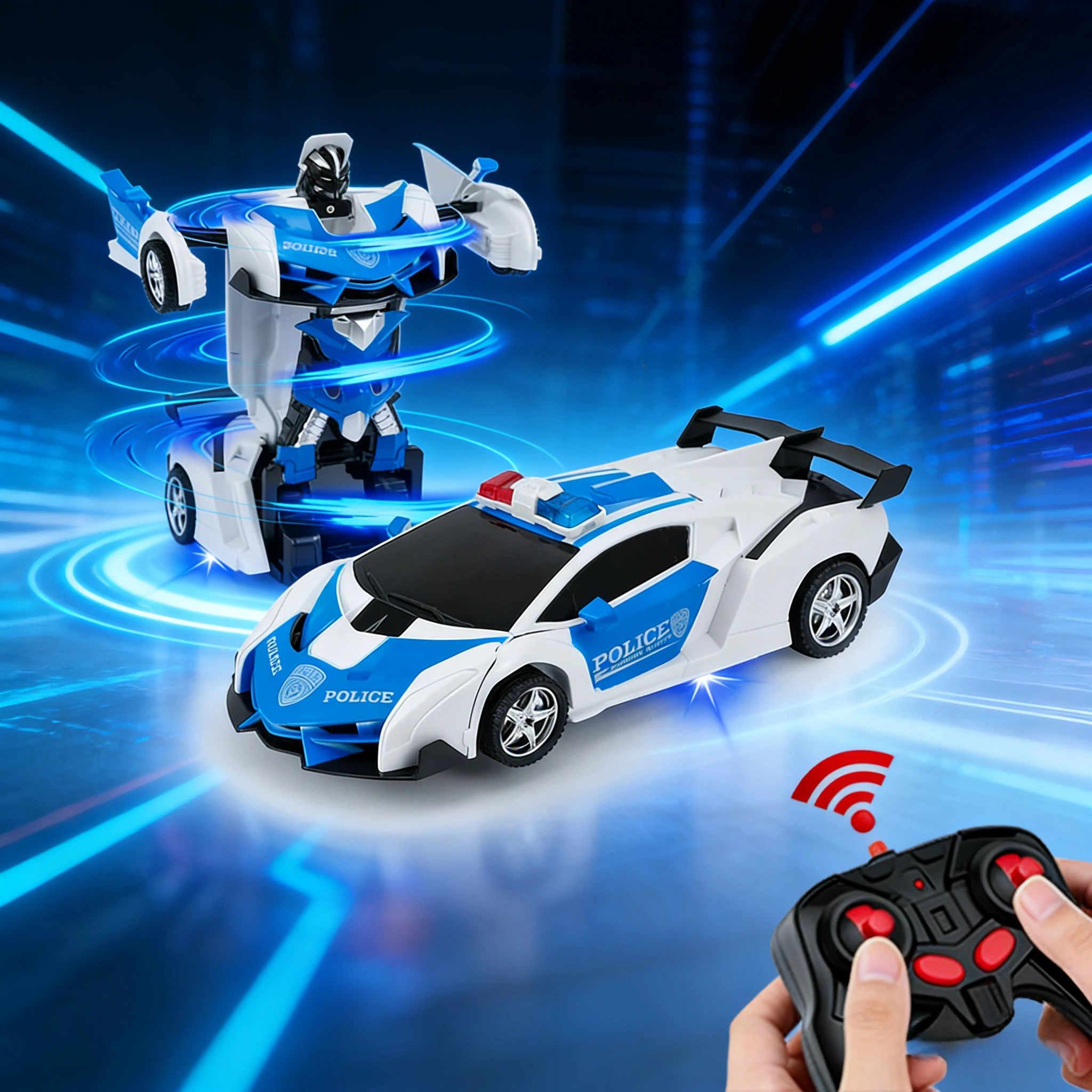Robot elettrico per auto trasformazione RC 2 in 1: fantastico giocattolo per veicoli sportivi per ragazzi – Regalo per bambini per auto con deformazione telecomandata