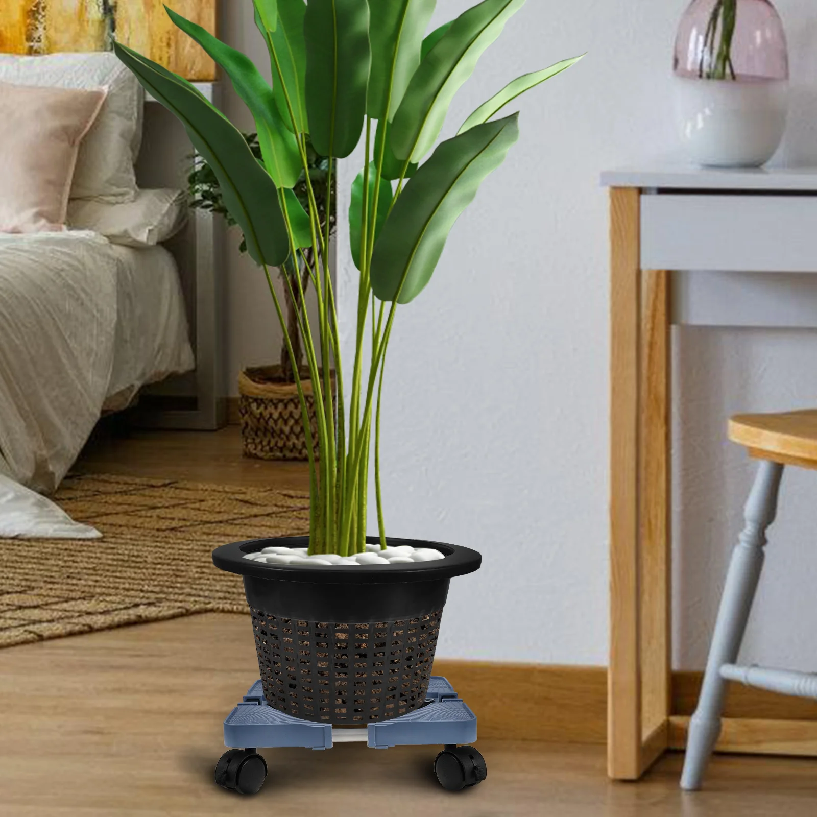 

1pcs Flower Pot Stand Multifunctional Pp Heavy Duty Roller Base For Gas Cylinder Water Dispenser Easy Mobility No Tools Required