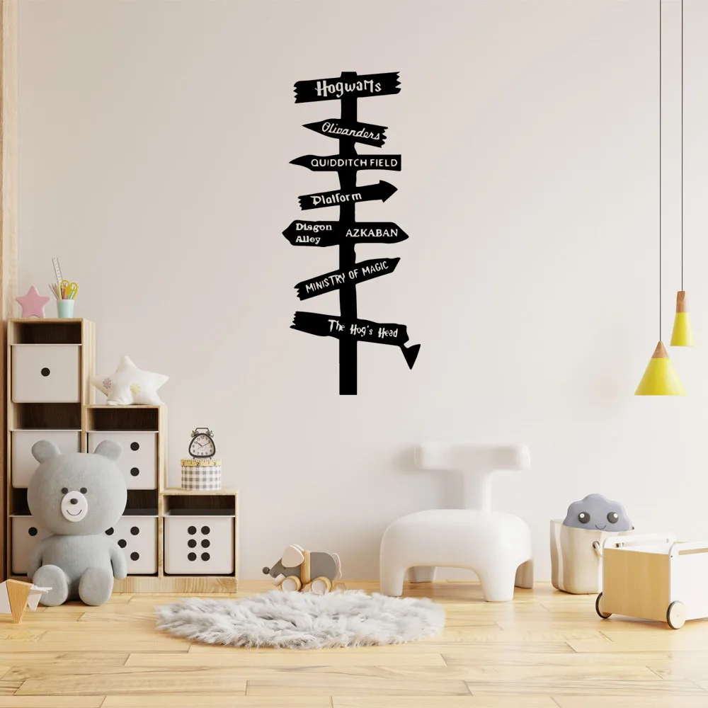 Cartoon Wonderland Frase Wall Stickers For Children Room Decor Self Adhesive Harry Road Signs Art Wallpaper Decal