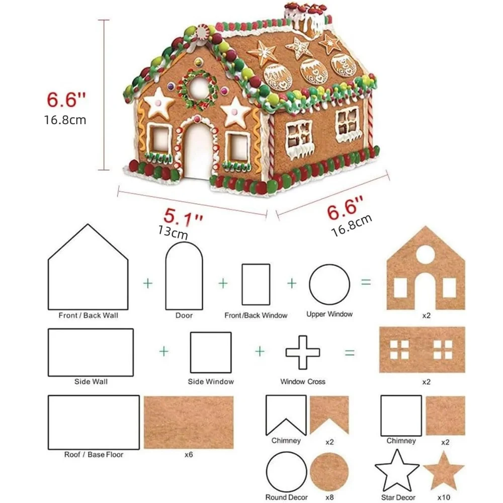 10pcs Gingerbread House Cookie Cutter Set Stainless Steel 3D Christmas House Fondant Biscuit Chocolate Mould Baking Accessories