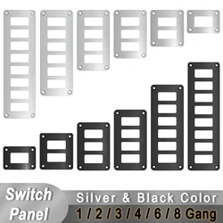 1/2/3/4/6/8 Way Black and Silver Rocker Switch Aluminum Alloy Housing Holder Panel for Toggle Switch Mounting Install Polaris