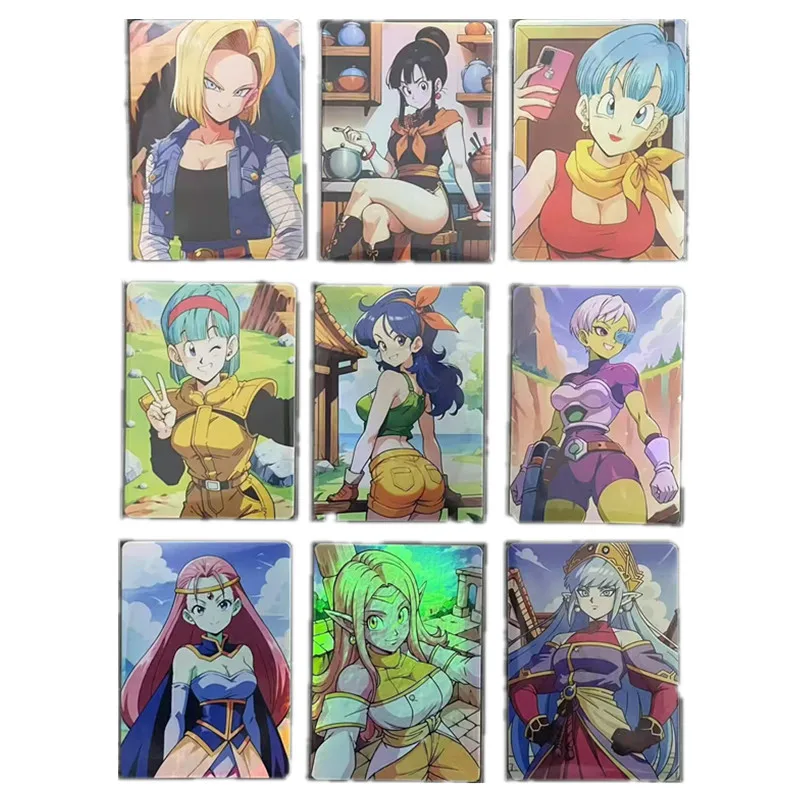 9Pcs/set Homemade Sexy Anime Cards Dragon Ball Super Z GT Bulma Android No. 18 Nude Card Toy Gift Game DIY Collection Card