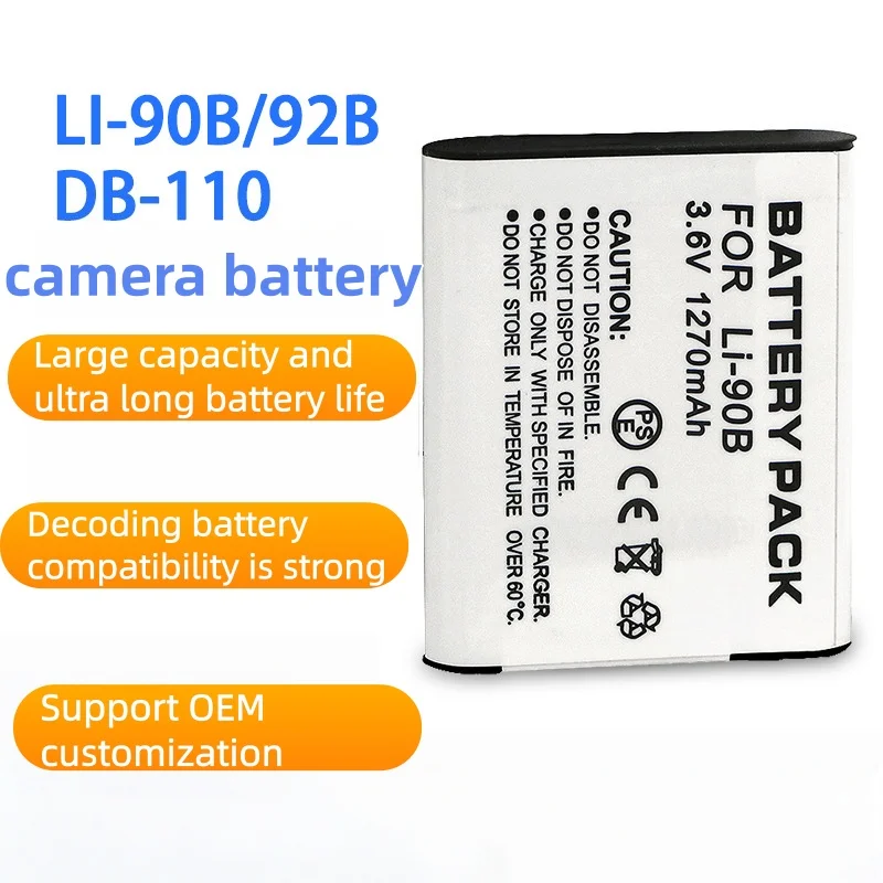 90B 92 DB-110 3.6V 1270mAh Camera Battery for Ricoh GR3GRIII TG6 TG5 TG4 TG3 Li-90B Li-92B High-capacity Lithium Battery
