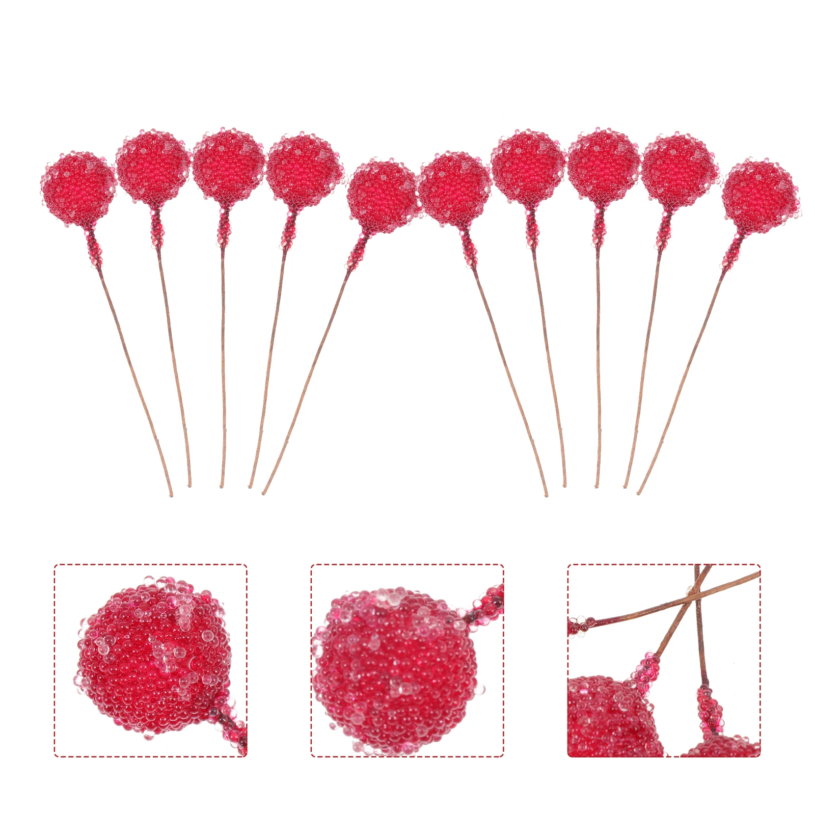 

100 Pcs Simulated Christmas Fruit Frosted Decor Decorations Berries Artificial Berry Holly for Tree Plastic