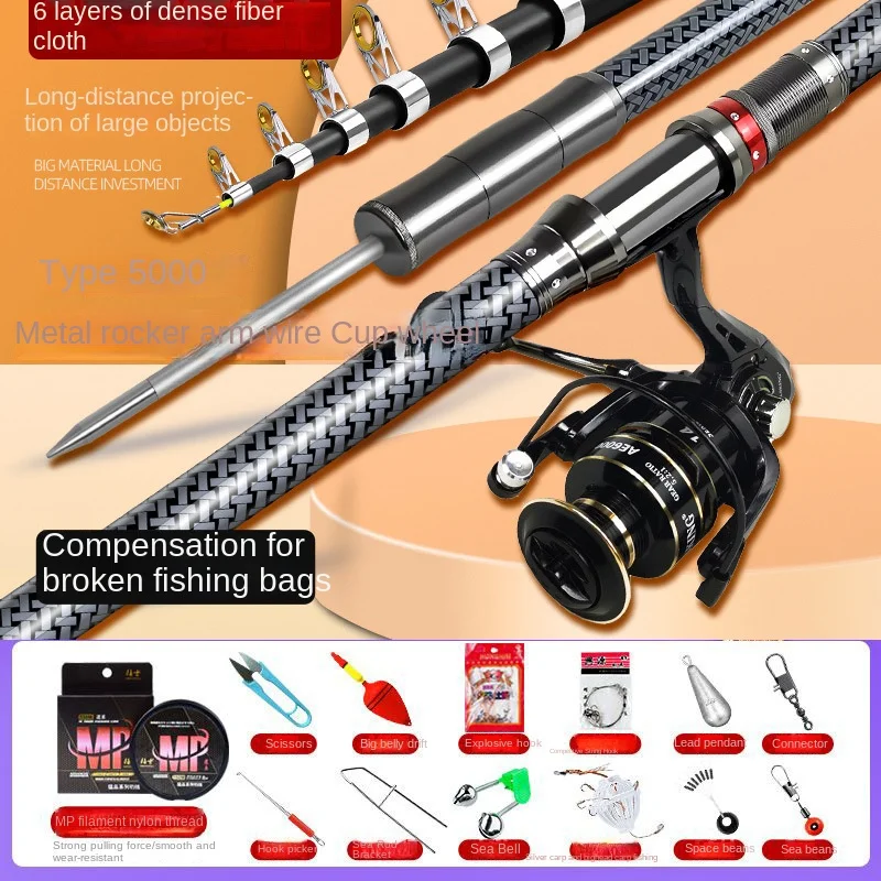 Super Hard Warrior Suit Sea Aristichthysnobilis Big Thing Throw Complete Set Supplies Telescopic Fishing Rod
