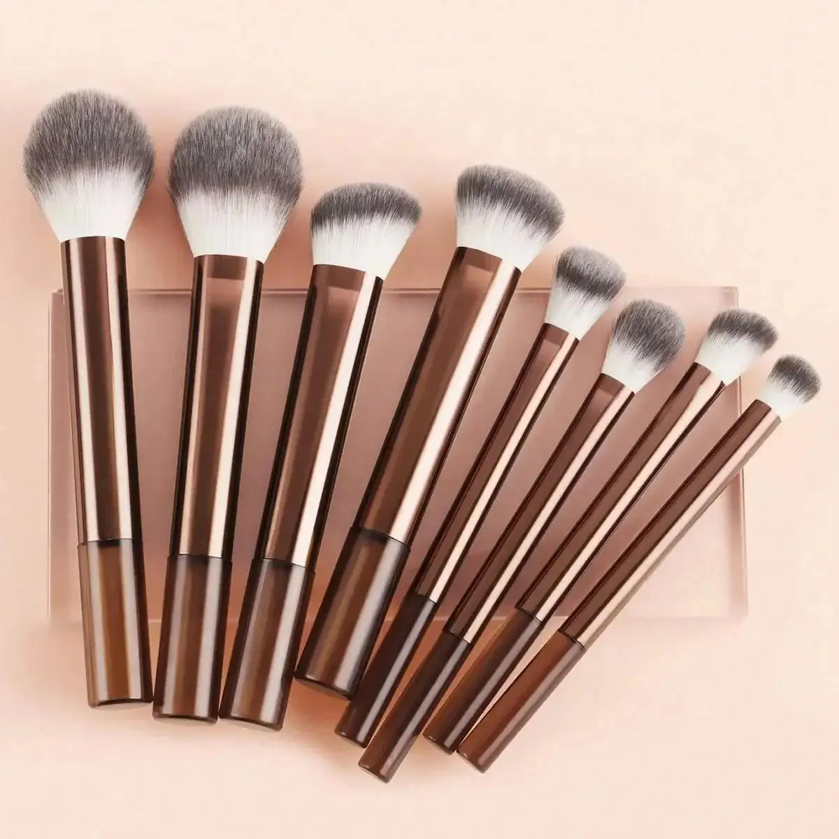 11pcs /8PcBlack Glossy Makeup Brush Set, Professional Face & Eye Brush Kit for Powder, Blush, Contour, Eyeshadow and Highlighter