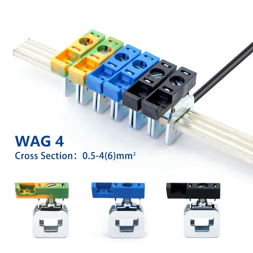 10Pcs WAG4 Busbar Screw Connection Terminal Block 4mm² Copper Bar Conductor Wiring Electrical Connector WAG 4