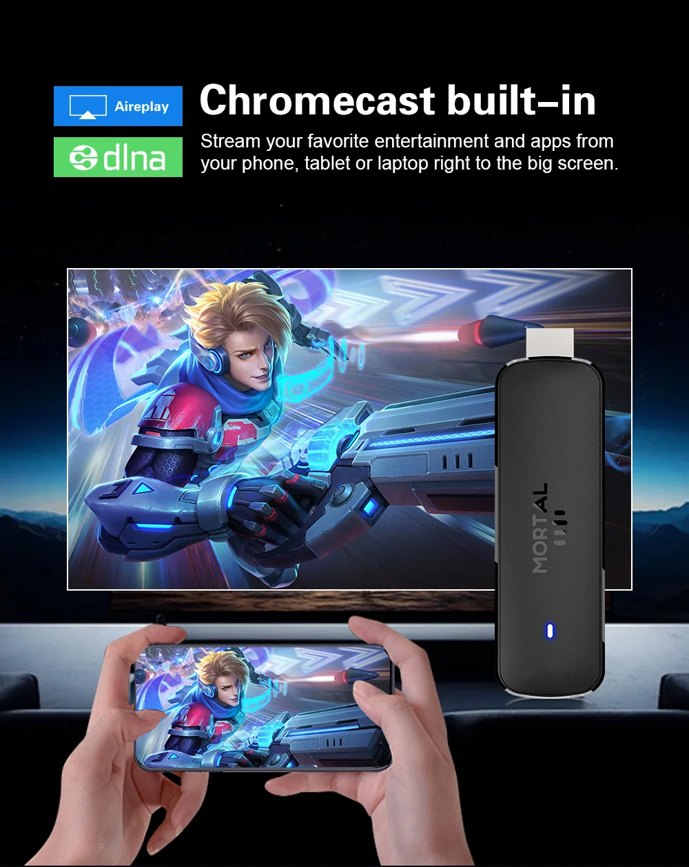 Global Version Android TV Stick Mortal Q8 Voice Remote Android14 8K4K Video Wifi6 Netflix YouTube Streaming TV stick TV box