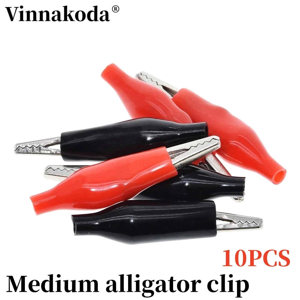 

10pcs/lot 28MM Metal Alligator Clip G98 Crocodile Electrical Clamp for Testing Probe Meter Black and Red with Plastic Boot Rated