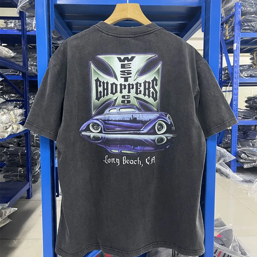 

WestCoast Choppers WestCoast Choppers 2025 года, мотоциклетный ветер, длинный пляжный хлопок с принтом, с коротким рукавом, высокое качество