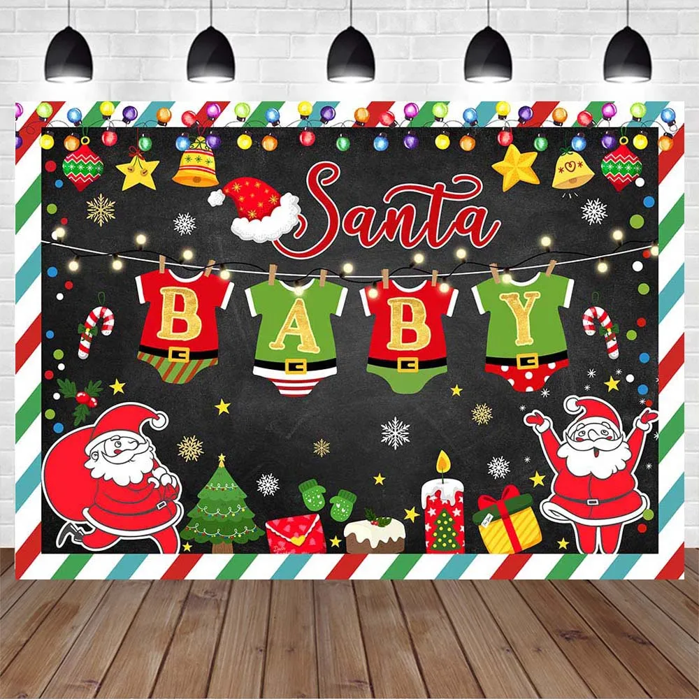 Mocsicka Xmas Baby Shower фон с указанием пола, Рождественский уродливый свитер, пижамы, вечерние фотофоны, черная доска, декор, баннер