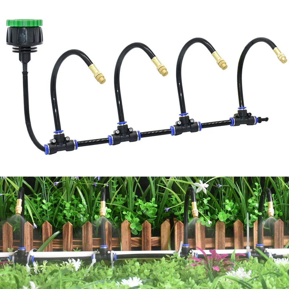 

Outdoor Misting Cooling System Flexible Adjustment Mist Nozzle DIY Garden Irrigation Watering 8mm Brass Atomizer Nozzles Kit