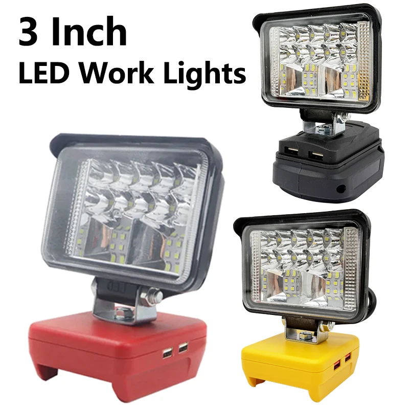 3 Inch Car Work Light LED Camping Lamp Torch Spotlight For Makita For Milwauke For DeWalt 18V Li-ion Battery Lomvum Zhipu Jingmi
