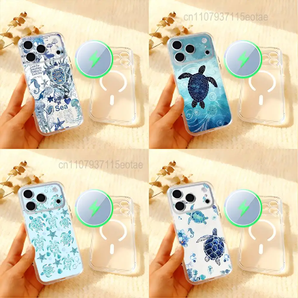 Colorful and adorable turtle paintings Phone Case For iPhone 17,16,15,14,13,12,11 Pro,Max,Plus,Mini,Air,E Magnetic Frosted Clear