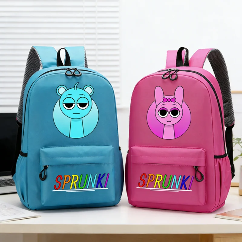 

Новый школьный рюкзак Sprunkis с милым принтом аниме-персонажей, из ткани Оксфорд, модный, водонепроницаемый, с функцией снижения нагрузки, для студентов, для ноутбука, подарок