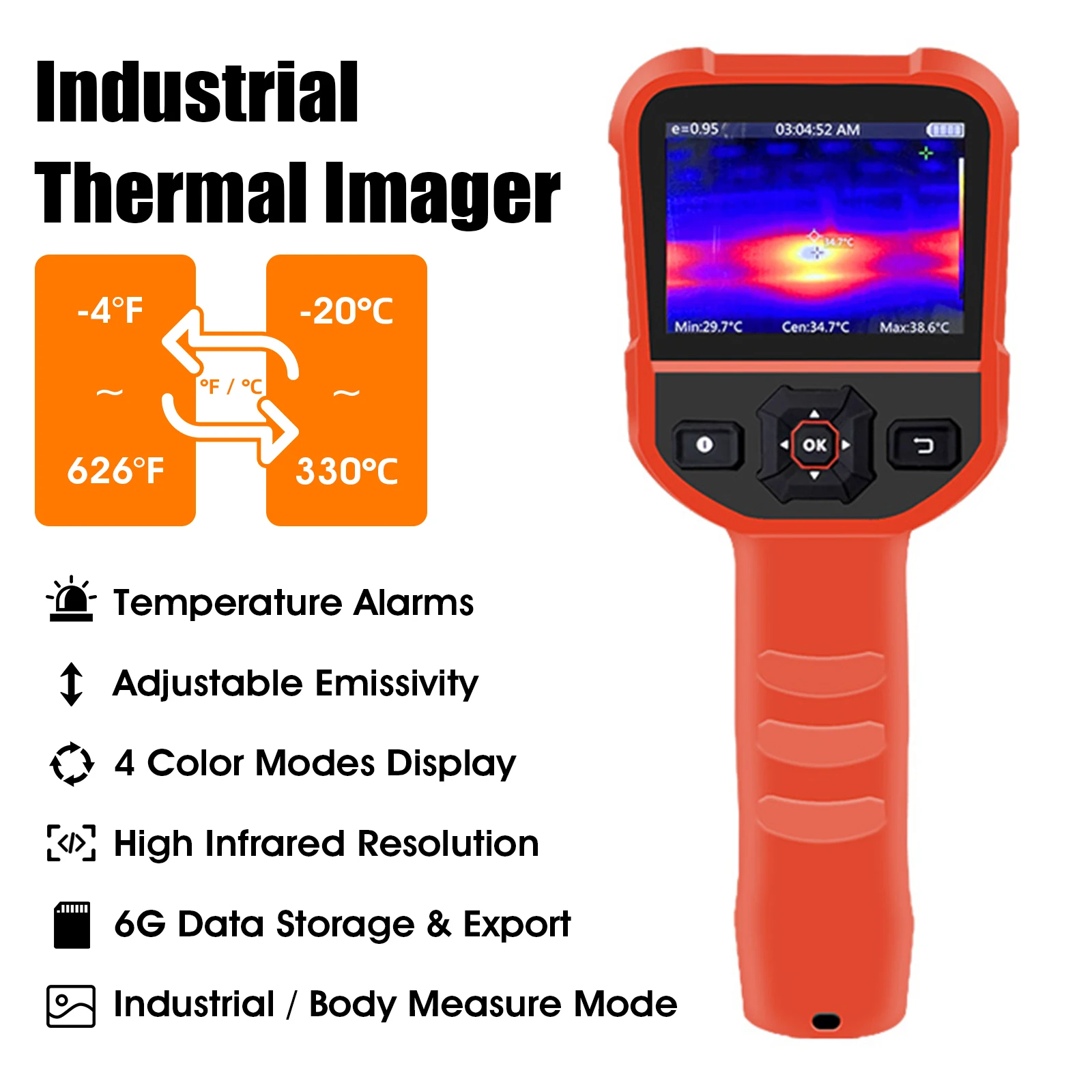 HOLDPEAK-Infrared Thermal Imager Camera, Handheld IR Imaging Camera, PCB Circuit, Industrial Testing, 206x156