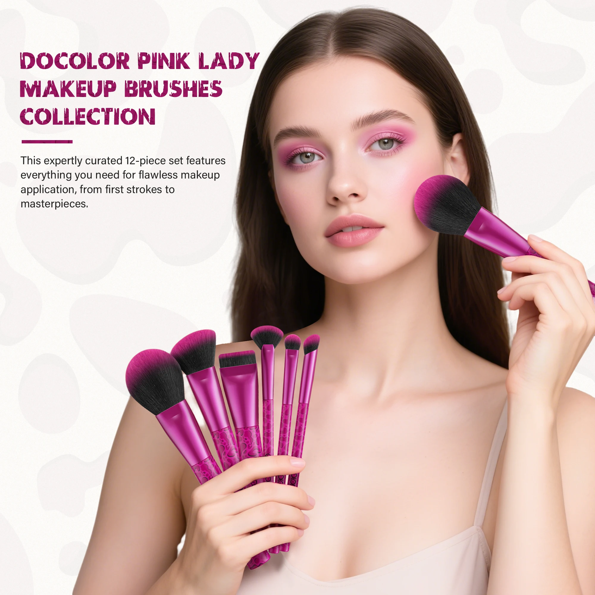Docolor 14pcs Leopard Pink Face Makeup Brush Eyeshadow Utral Thin Foundation Brush Blush Powder Concealer Eyeliner Makeup Brush
