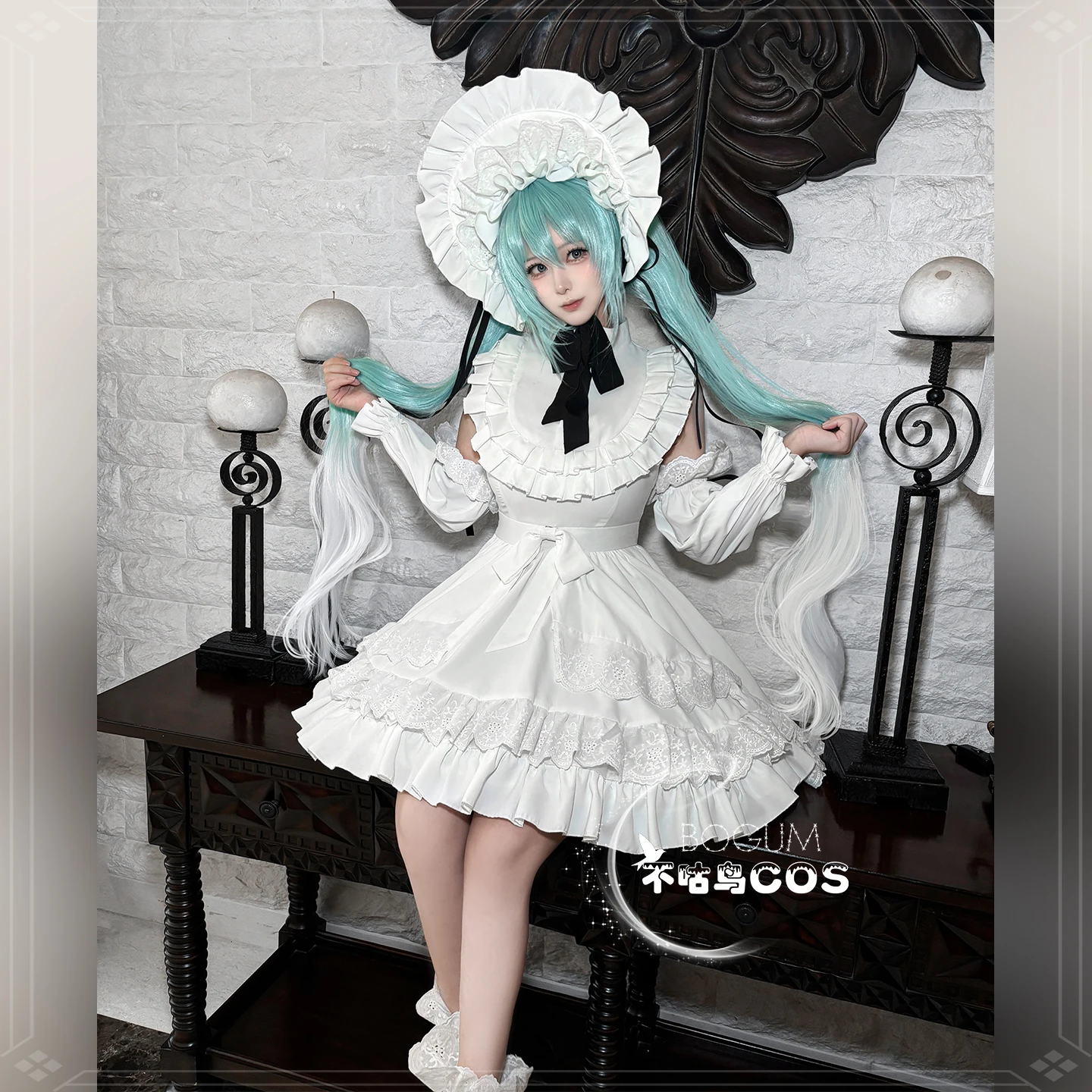 

Anime Miku Cos Instant Noodle Doll Dress Girl Sweet White Lolita Dress Cosplay Costume Halloween Costume
