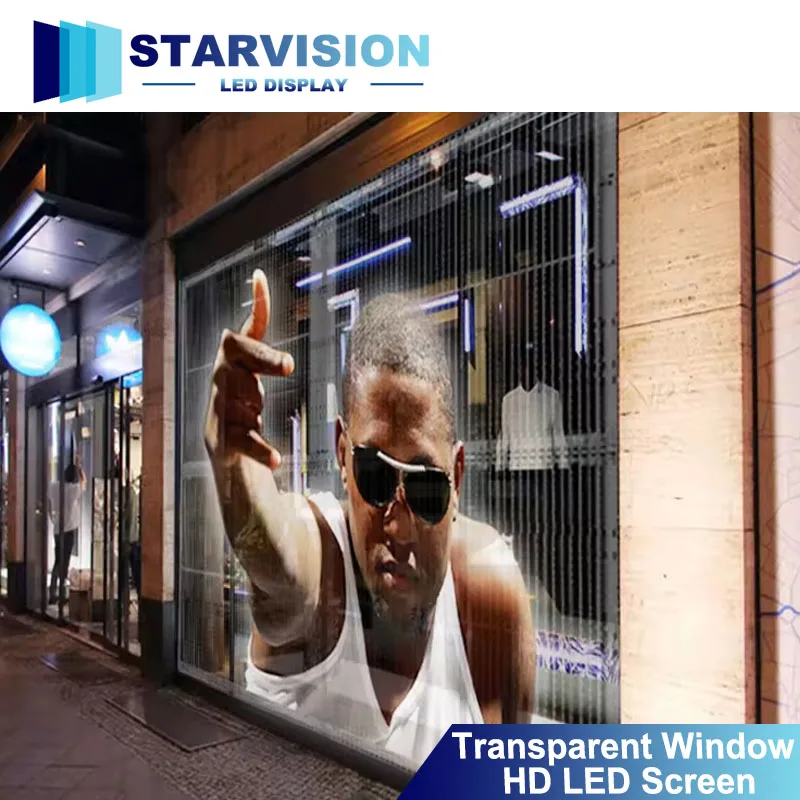 Lightweight LED Transparent Curtain Panel No Damage Glass Installation For Store
