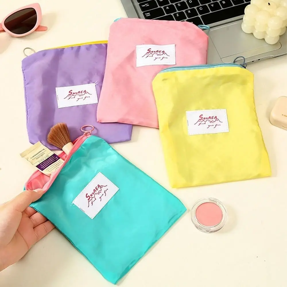 Solid Makeup Bag Lightweight Zipper Makeup Organizer Bag Portable Toiletry Bag