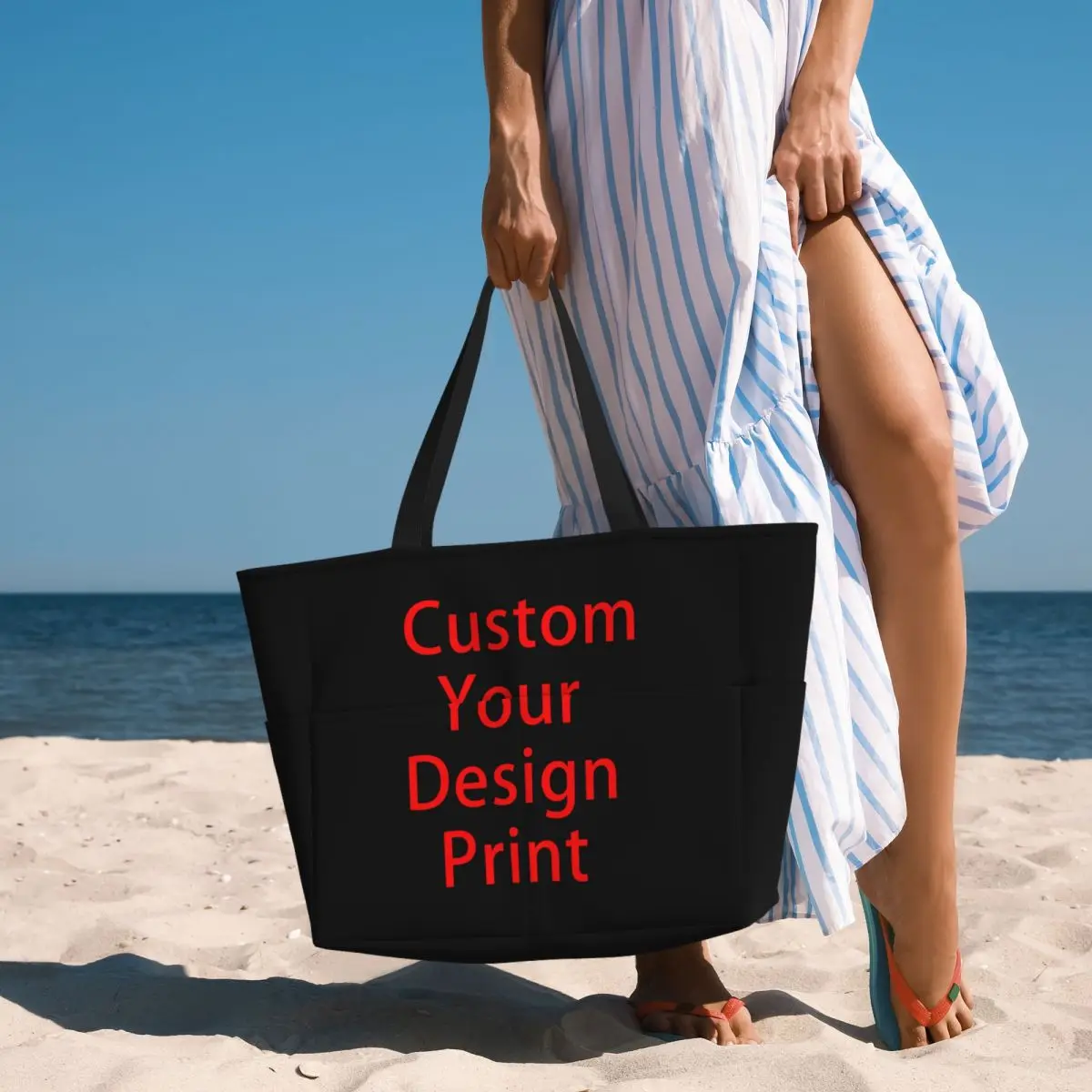 Custom Custom Your Design Travel Tote Bag Women Large Capacity Customized Printed Grocery Shoulder Shopper Bags