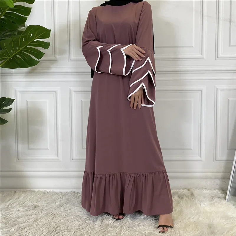 

Ramadan Arabic Abaya Muslim Women Long Dress Islamic Ethnic Maxi Robe Middle East Turkey Pakistani Dubai Ruffle Solid Jilbab New