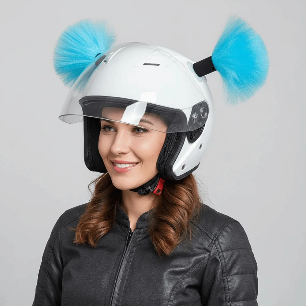 2Pcs/Set Self-adhesive Motorcycle Helmet Braids Removable Creative Motorcycle Helmet Bun Head Cute 3D
