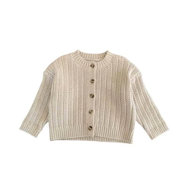 Kids Solid Color Knit Coat 2024 Autumn New Boys Sweater Girls Soft Loose Cardigan Tops