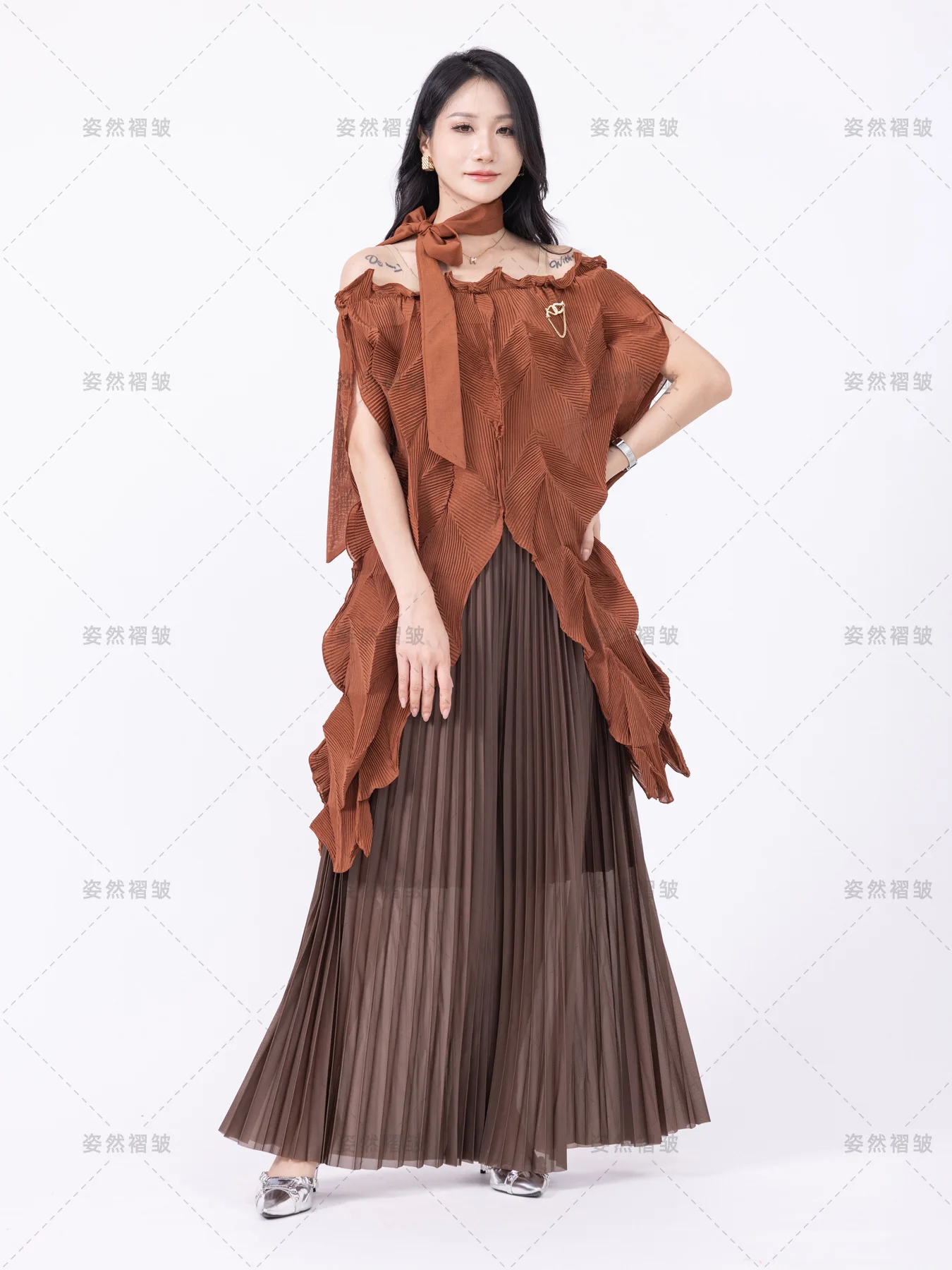 

Элегантные широкие брюки и блузка, женский комплект для женщин, одежда больших размеров, плиссированные наряды из двух предметов Miyake, роскошная модная женская одежда для вечеринок