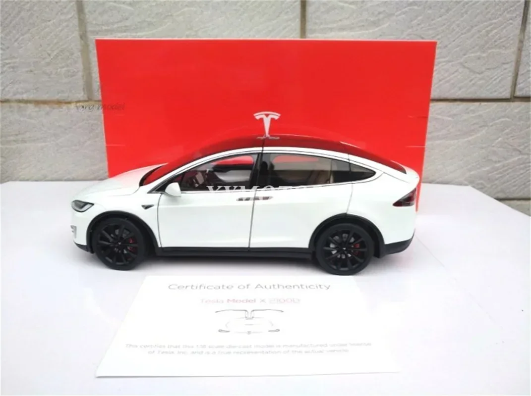 1/18 For Tesla Model X P100D SUV Diecast Model Car White/Gray Kids Toys Gift Display Collection Ornaments