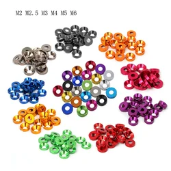 M2 / M2.5 / M3 / M4 / M5 / M6 Aluminum washer Colorful anodized Aluminum Countersunk Head Bolt Washer Gasket for Flat head Bolts