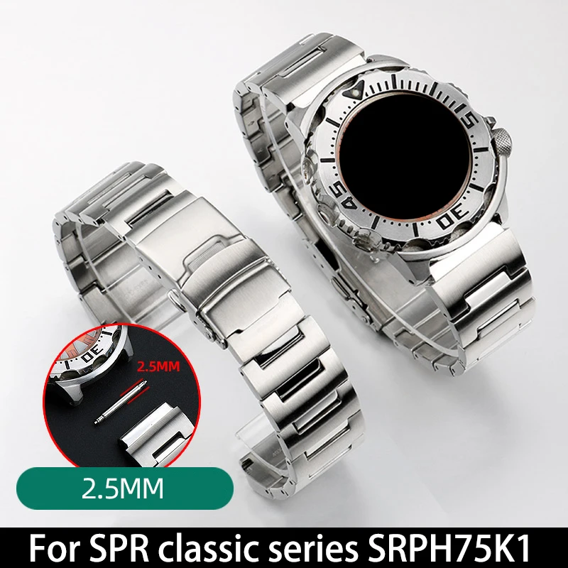 

23x20mm Stainless steel watch strap black silver watchband For Seiko No. 5 PROSPEX series Monster SKX781 779 SRPH75K1 SRP601J1
