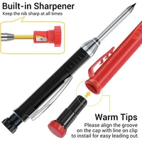 Solid Carpenter Mechanical Pencil with Sharpener Woodworking Tools 2.8mm 3 Colors Refill Construction Tools Stationery Supply 3