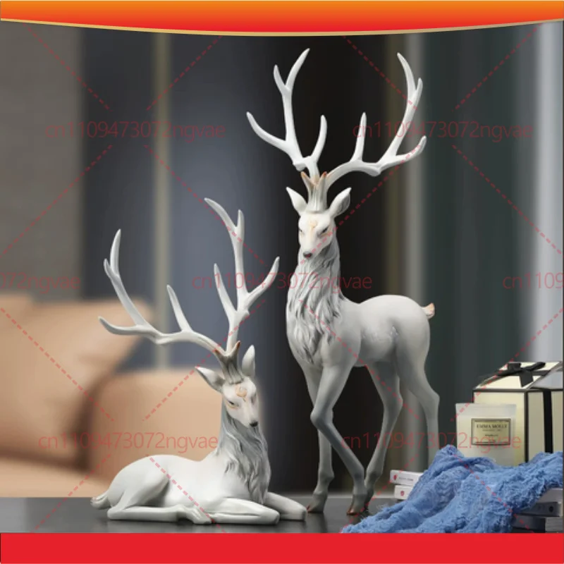 35cm 24cm Handmade Elk Ornament Creative Home Decor for Entryway TV Cabinet Wine Cabinet Display Figurines & Miniatures