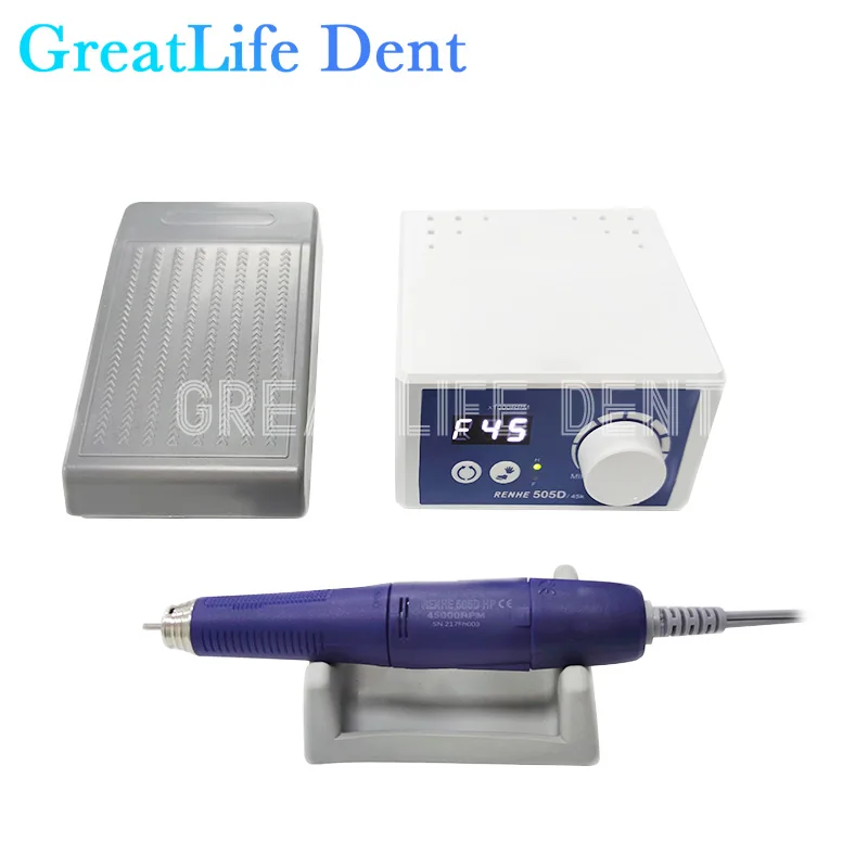 GreatLife Dent Renhe 505D 45K 90W 45000 obr/min polerowanie paznokci maszyna do frezarka do paznokci do pedicure\'u Manicure mikrosilnik szczotki