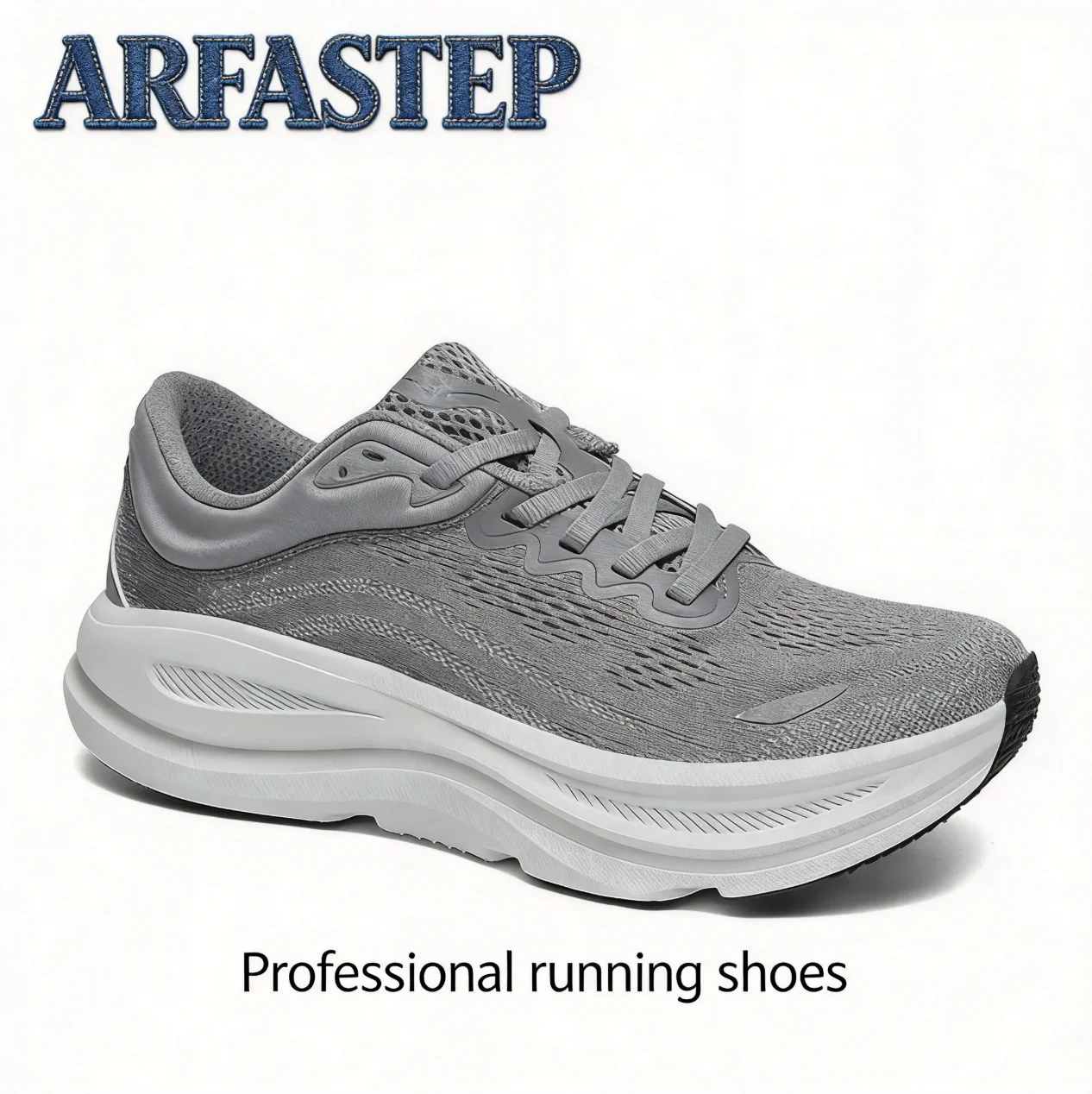 ArfaStep Men Women Gray Mesh Running Shoes Thick Cushioning Sole Breathable Sports Sneakers for Jogging Gym Training