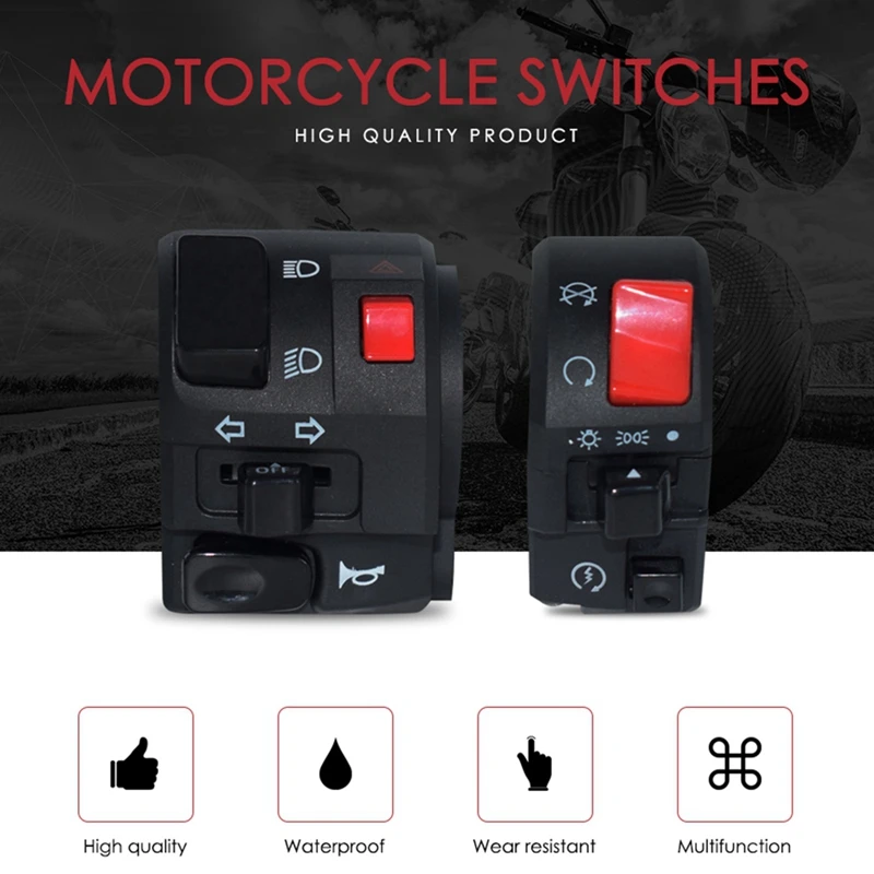 10X 7/8 Inch 22Mm ATV Motorcycle Handlebar Control Switches Left Right For Horn Button Turn Signal Fog Light