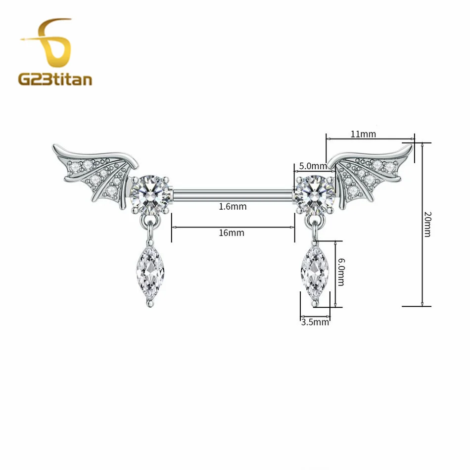 G23Titan Perforated Barbell 14G Titanium Steel Surgical CZ Zircon Hypoallergenic Nipple Ring Sexy 2pcs Jewelry Nipple Piercing