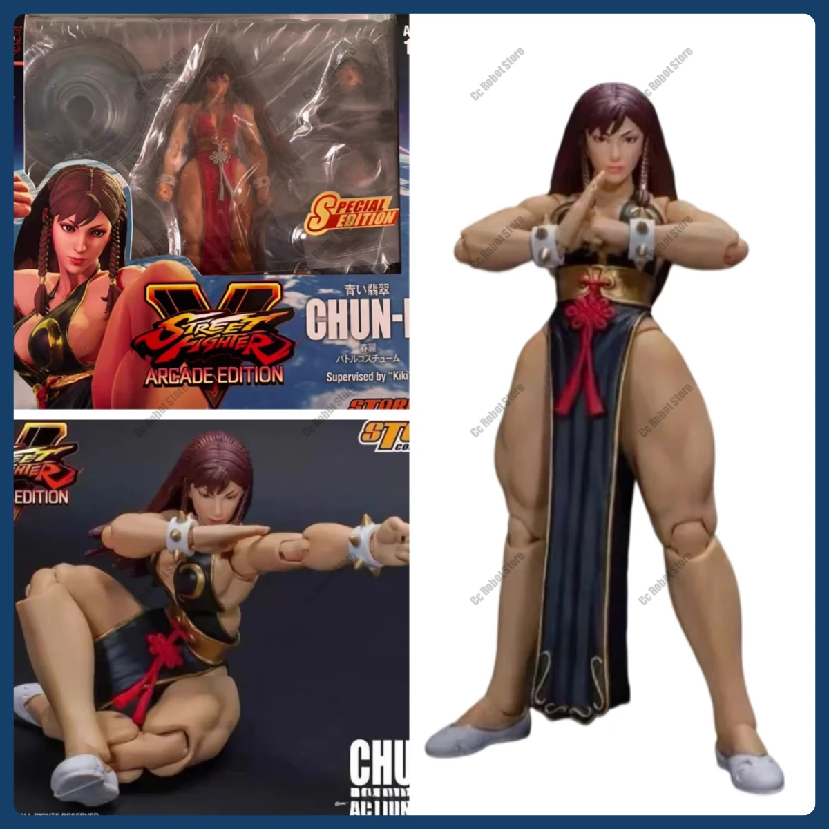 

[Оригинал на складе] Лидер продаж, коллекционная игрушка 1/12, уличный истребитель V, черный Qipao, красный Qipao Chun-Li, подарок, коллекционная